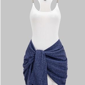 Elegant White and Blue Mini Dress